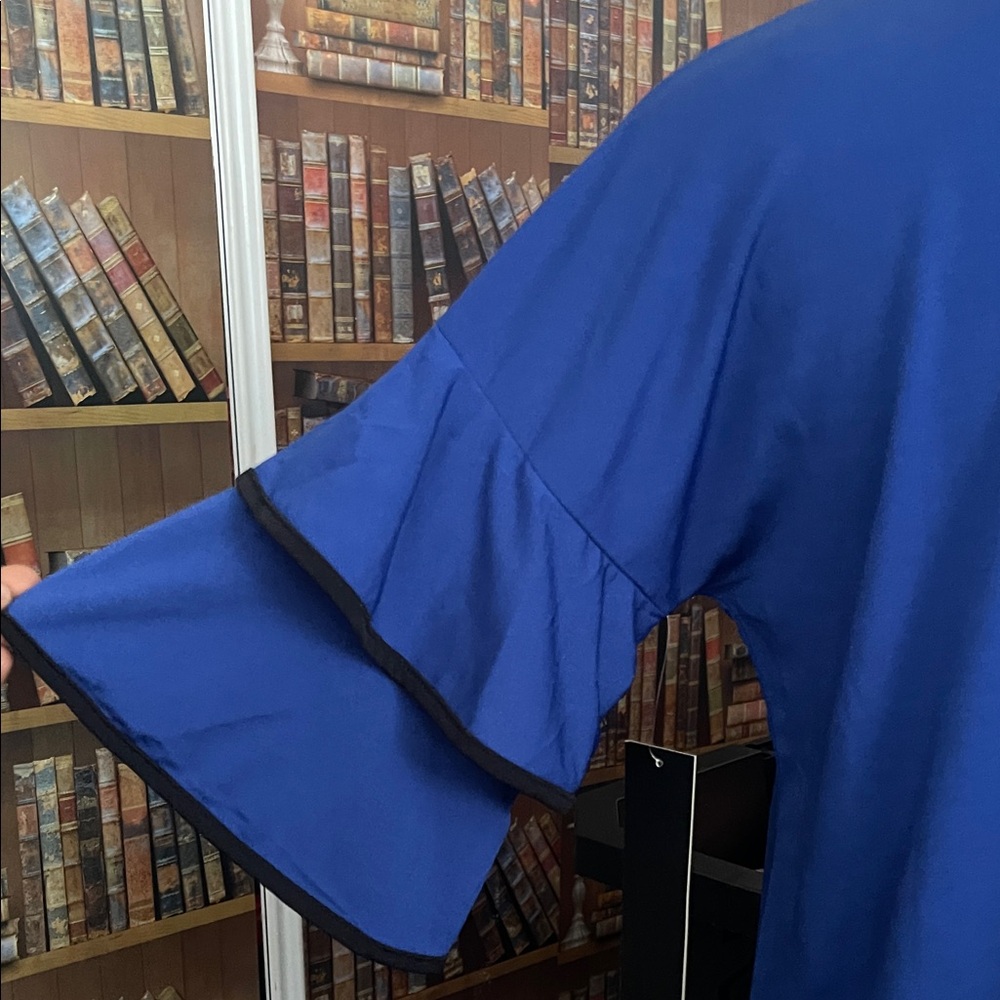 Elegant Blue Ruffle Sleeve Blouse - Picture 4 of 4
